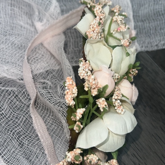 Infant photo prop newborn receiving blanket wrap with matching floral headband - Picture 4 of 10